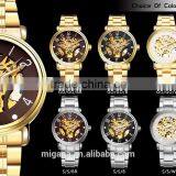 Luxury Gold-tone Automatic Mechanical Skeleton Watches Male's Skeleton Watches thumbnail-3