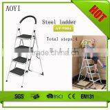 Black and useful household 4 steps safety step ladders with handrail, 4 steps steel ladders AY-T003