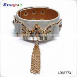 Leather Tassel Bracelet White Leather Bracelet LDB2773 thumbnail-1