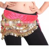 2016 New designs cheap belly dance sequin coin belts belly dancing costume hip scarf for women 13 colors available