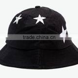 2014 Fashion Black 3d Stars Embroidery Folded Bucket Hat thumbnail-3