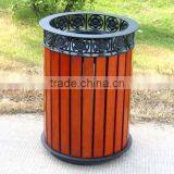 Powder Coating Steel and Wood Outdoor Garden Dustbin Wooden Waste Bin thumbnail-1