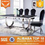 Extra Long 8 Seats Marble Round Leg Dining Table Quality Choice