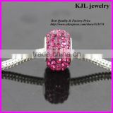 KJL-A0116 wholesale loose bling crystal amethyst and rose paved large hole beads charm silver european beads