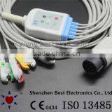 Nihon Kohden ECG Cable and Leadwires With 5 Leads, 8pin, IEC With Grabber