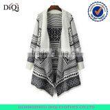 Geometric Jacquard long knitted women sweater cardigan knitwear 2016