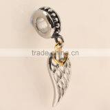 Wholesale Angel Feather Wing Golden Heart Dangle Pendant Feather Charms thumbnail-5