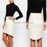 Alibaba China supplier wholesale clothing asymmetry faux leather fashion women skirts