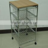 4 Level adjustable shelf with basket Chrome Wire Shelving Storage Unit cart