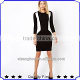 Classic Black and White Patchwork BodyCon Dress, Office Dress For Ladies 2016 shk l9