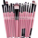 Plastic Tube Human Hair Makeup Brush Sets 15 Pieces With Multi Colors for Choice thumbnail-1