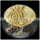 Yellow Marble Relief Of Flower Design thumbnail-1