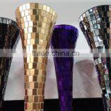 New Arrival SilverTrumpet Vase For Wedding Centerpiece, Gold Fluted Vase, Mosaic Flower Vase thumbnail-3