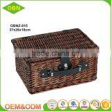 Wholesale Cheap Travel Dark Brown Wicker Picnic Basket Set thumbnail-2