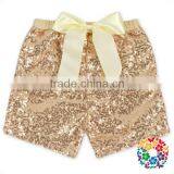 Wholesale Baby Summer Shorts Champagne Cotton Sequin Baby Girls Shorts With Bow thumbnail-1