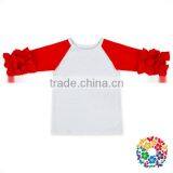 Wholesale Many Colors Boys And Girls Red Ruffle Sleeve Raglan Shirts thumbnail-1