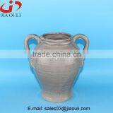 Antique Design Large Grey/Green Ceramic Garden Flower Vase With Handle thumbnail-5