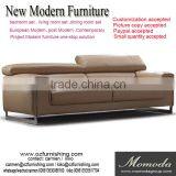 JR8035 Elegant Chic Contemporary White Cow Leather Stainless Steel Metal L Shape Living Room Sofa Set Home Furniture thumbnail-1