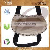 Canvas Beach Tote Bag With Overall Print With Pocket Suitable for Beach Female thumbnail-6