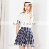Best Selling Girls Campus High Waist Red or Blue Plaid Skirt Customized thumbnail-1