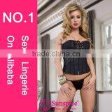 2015 New Style Top Quality Wetlook Lingerice Fishnef Lingerice Sexy Busty Corset Bustier thumbnail-1