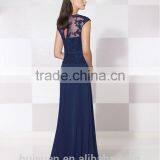 Royal Blue Lace Chiffon Scoop Neck Sexy Mother of the Bride thumbnail-2