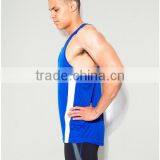 Blue Plain 100% Polyester Dry Fit Performance Training Vest With Mesh Panel Technical Sports Tank Top Blank Racerback Tank Top thumbnail-2