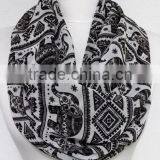 Elephant Pattern Chiffon Infinity Scarf, Circle Scarf, Long Scarf, Spring - Fall - Winter - Summer Fashion thumbnail-6