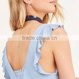 Women's Sleeveless Cami White Ruffled Sexy Midriff Low Cut Vest Tops thumbnail-6