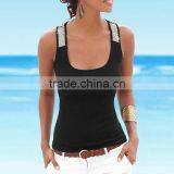 Polyester Crop Top Tank Top2016 New Arrive Women Different Size for Choice & Short Front Long Back Printed thumbnail-1