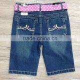 Girls Cotton Spandex Denim Capri With Belt and Rhinestone #9R5559 thumbnail-2