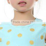 Gold Polka Aqua Cotton Dress Girl Dress Children Dress thumbnail-4