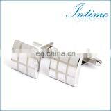High Quality Grey Plaid Square Men Shirt Silver Cufflinks thumbnail-1