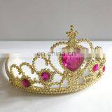 HBN-1461 Gold Crown Tiara Gold Birthday Party Tiara for Girls thumbnail-1