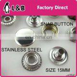 15mm Stainless Steel / Iron / Brass Classic Four Parts Metal Snap Button
