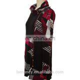 Latest Fashion Blouse Design High Neck Geometric Printed Patchwork Tunic Top thumbnail-2