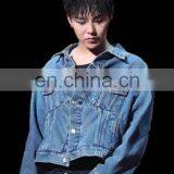 Wholesale Korea Style Detachable Knitted Hoodie Fashion Classic Women Men Unisex Jean Denim Bomber Jacket thumbnail-6