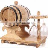 Custom Logo and Stained Color Wooden Wine Barrel With Glass thumbnail-2