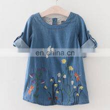 Girls Denim Dress Children Clothing Casual Style Girls Clothes Butterfly Embroidery Dress Kids Clothes thumbnail-1