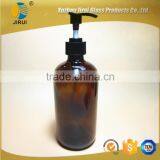 16oz Amber Boston Glass Bottle With Plastic Pump Sprayer thumbnail-3