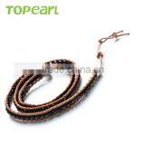 Topearl Jewelry Fashion Black Agate Bracelet Women Woven Leather Wrap Bangle With Copper Alloy Clasp CLL170 thumbnail-3