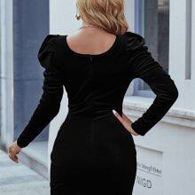 Womens Sexy Bodycon Long Sleeve Velvet Elegant Party Mini Homecoming Dresses thumbnail-5