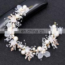 Fashion Pearl Flower Headband Bridal Wedding Crown Hair Accessories Hair Band Tiara Crystal Headpiece Hair Jewelry thumbnail-4