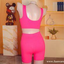 Factory Sale No Show Lingerie Set Women's 2 Piece Seamless Racerback Bra and High Waisted Underwear thumbnail-2