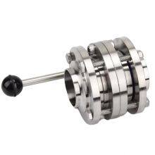Food Grade Sanitary Stainless Steel 304/316 Butterfly Valve Three-Piece Butt Welding Design for Water Applications thumbnail-5
