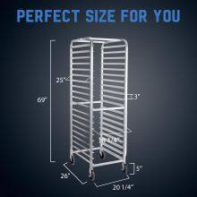 20-inch Baking Tray Rack With Wheels, Stackable Trolley, Can Hold Half or Whole Baking Trays. thumbnail-2