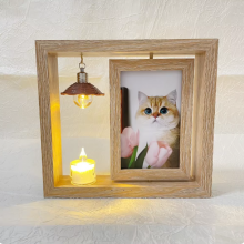 Wooden Rotating Photo Frame Creative Simple Tabletop Display Pet Friendly Photo Frame Decoration thumbnail-1
