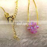 Synthetic 8*10mm Bubble Gum Opal Hamsa Shape 18K Plated Chain 925 Sterling Silver Necklace thumbnail-3