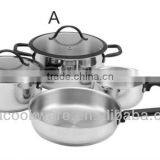 6pcs 18/8 Stainless Steel Handle Cookware Set