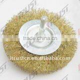 Wheel Brush With Shank Brass Plated Wire